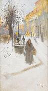 Alf Wallander Artillerigatan in Winter Dress oil painting picture wholesale